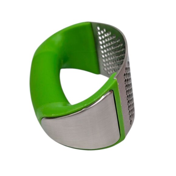 Raddish Kids Garlic Mincer Green Silver Plastic Steel World Fusion Recipes Patch - Picture 3 of 14